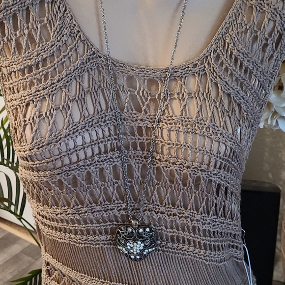 NWT BO HO CROCHET BEIGE UNIQUE LONG DRESS COVERUP - Picture 15 of 16